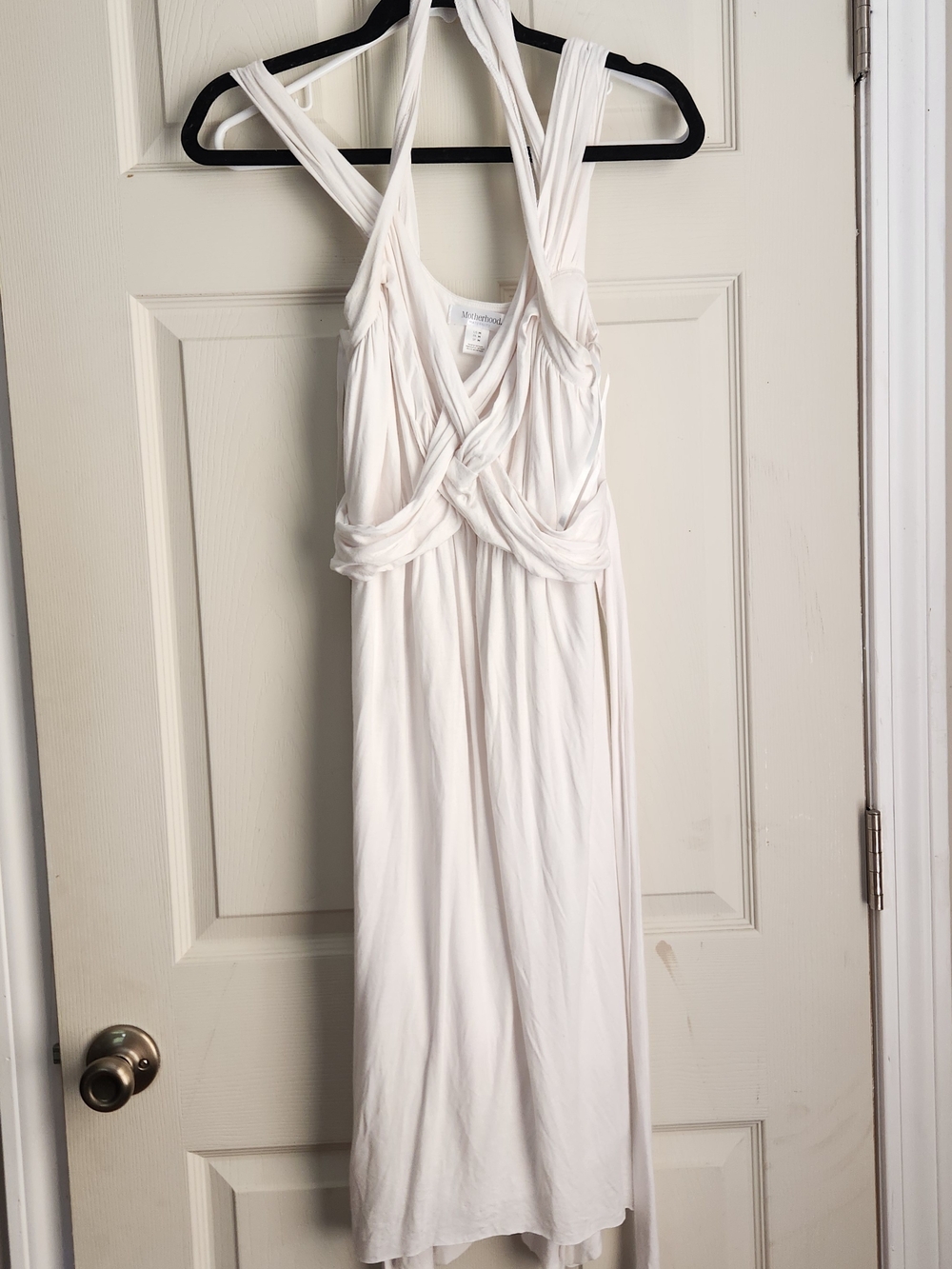 Motherhood Maternity White Knotted Front Midi Dress